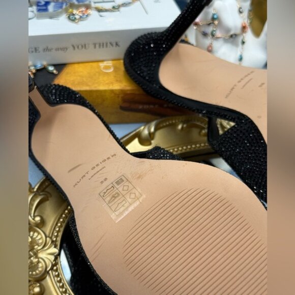 🆕 KURT GEIGER LONDON 🧿 NWOB Belgravia Black Crystal Sling Back Heel, Sz 38 7.5 - Picture 14 of 16